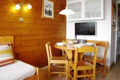 Image de Studio cabine rénové avec balcon exposé Sud, à Avoriaz