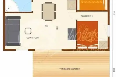 Image de Chalet Savania Premium46 34 m² (2 chambres) + terrasse couverte de 13 m² + Tv + clim réversible 6 personnes