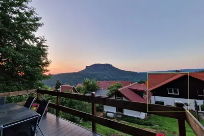 Vacation in nature - view of the Elbe Sandstone Mountains in Saxon Switzerland