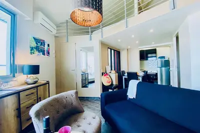 Image de Tranquillité bleue 1* appartement vue mer en duplex 1 chambre 1 mezzanine