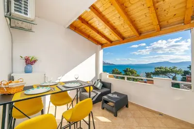 Image de Garçonnière avec la terrasse et la vue sur le mer Podaca, Makarska (As-9712-a)