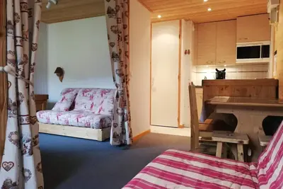 Image de À 200m des pistes de ski, 4ème étage, vue panoramique, balcon, télévision, casier à ski, 24m²