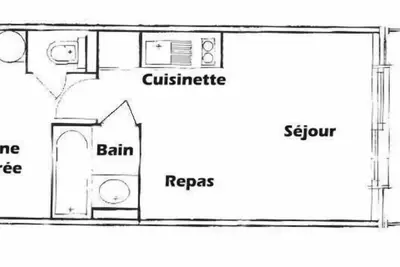 Image de À 200m des pistes de ski, 1er étage, vue pistes de ski, balcon, télévision, casier à ski, 24m²