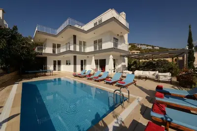 Villa For 12 nr. Kalkan Center with Sea View