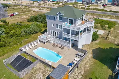 Ocean-view home with private outdoor pool, hot tub, central Ac, tennis & decks