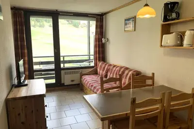 Image de Studio cabine 4 personnes avec vue sur les pistes