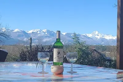 Image de Gite dans les bois avec une vue imprenable sur la chaine des Pyrénées.