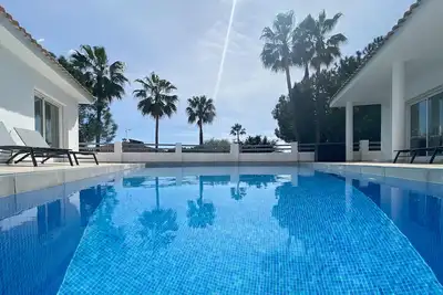 Image de Modern luxury villa with pool and tropical garden