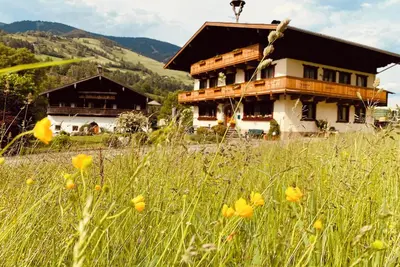 Image de Maison de vacances 'Haus Wolfbachgut' avec vue sur les montagnes, balcons et Wi-Fi.