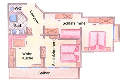 Apartment C/2 bedrooms/shower, Wc - Landhaus Rosengartl