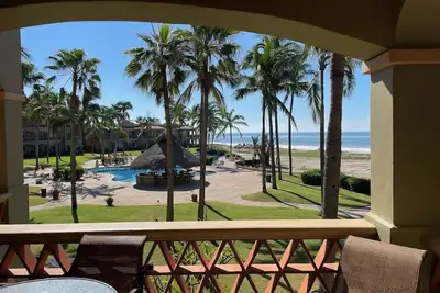 Oceanfront condo on serene stretch of private coast. Prime spot for 2024 eclipse
