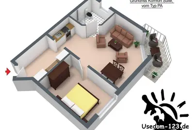 Image de 3) Comfort Suite Pa0611 (2-room apartment) - a) Pension Maiglöckchen