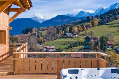 Image de Chalet vue Mont Blanc avec jacuzzi extérieur