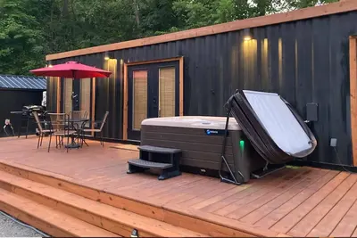 New Modern Shipping Container Home | Private Hot Tub | Hocking Hills