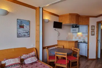 Image de Studio agréable avec accès direct aux pistes et coin montagne