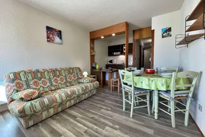 Image de 130m du centre station, 1er étage, vue pistes de ski, parking, télévision, 26m², La Joue du Loup