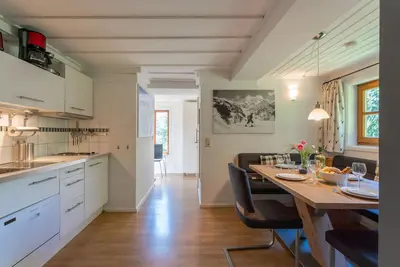 Image de Appartement skis aux pieds sur un bloc de glacier