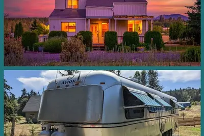 Image de Combined Sequim · Spacious Farmhouse & Vintage Trailer on 5 Acres