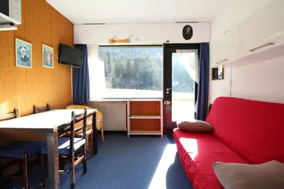 Image de Studio 4 pers. sur les pistes à Flaine, parking, casier à skis, terrasse