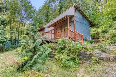 Image de Serene home with large outdoor deck, beautiful forest views, firepit & gas grill