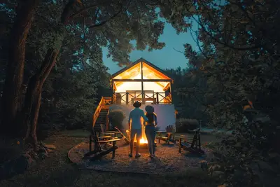 Image de La Dunham Lake Cabin - Lac, Vignobles, Vélo