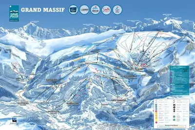 Image de studio vue panoramique montagne ski aux pieds