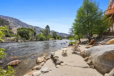 Riverfront property with private beach access with Universal Ev Charging Station
