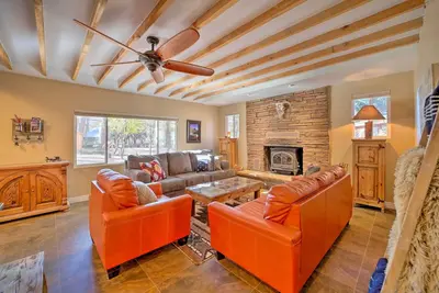Patio & Fenced Yard: Cozy Payson Cabin Retreat