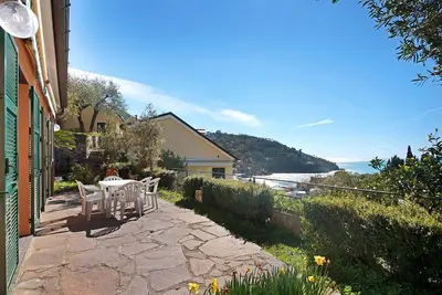 Image de \"Villa Del Sole\" avec vue sur la mer, jardin et terrasse.