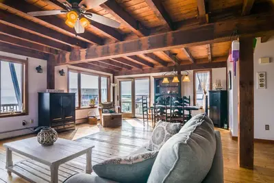 Post and Beam home with beautiful views of Cape Cod Bay, just one house back from the water
