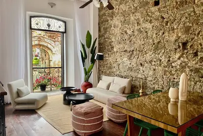 Iconic double apartment with billar in front of the Arco Chato ruins  and pool