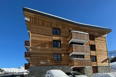 Image de À 80m des pistes de ski, 3ème étage, vue vallée, balcon, casier à ski, 20m², La Plagne
