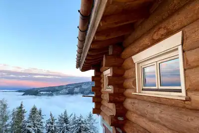Chalet Klippitz Star, 1600m log cabin in the ski area, panoramic view