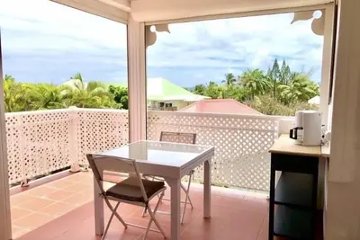 Guadeloupe, Saint-François Anse des Rochers, 1/4 villa, vue mer citerne wifi pr