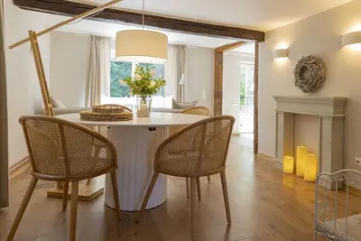 Image de Pure Jagst vacation home, dream location by the river with fireplace room and infrared cabin