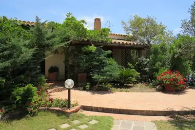 Villa near the sea submerged in greenery