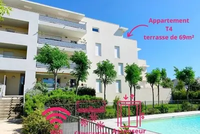 Image de Superbe 4 pièces avec terrasse, clim, piscine et parking à Sète