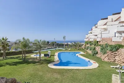 Image de Appartement de vacances \"Paraíso Azul\" avec vue sur la mer, piscine partagée et climatisation
