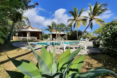 Image de Bungalow Eco-Responsable dans jardin tropical