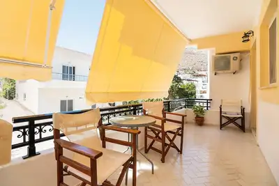 Image de Maison de vacances 'Olympus Tilos Apt Twin A3' avec vue sur la montagne, Wi-Fi et climatisation