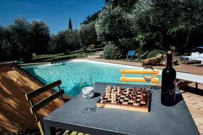 Image de Small Poventa with beautiful swimming pool, bocce court and wood-burning oven