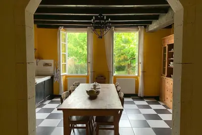 Peaceful countryside French stone house near vineyards