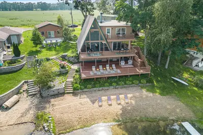 Lakefront A-Frame: Private Beach, Fire Pit, Kayaks, Paddleboards, & Boat Slip