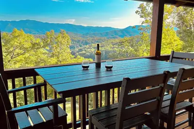 Gorgeous Mt. Views with 2-story stone fireplace