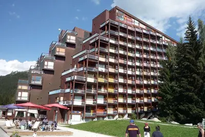Image de 100m du centre station, 10ème étage, vue pistes de ski, télévision, 25m², Les Arcs