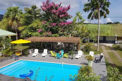 Image de Gite Hibiscus 2 chambres avec Piscine au cœur d'un jardin tropical.