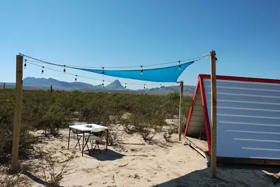 A-Frame desert glamper with pool, wifi, pet-friendly. .
