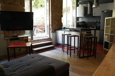 Image de Superbe canut à la Croix-Rousse, un petit coin de verdure, une déco incroyable. <br>