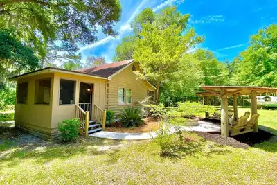 Secluded, peaceful Coastal Log Cabin with hot tub.