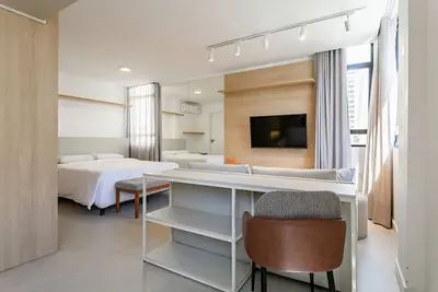 Studio with Washer, Living Room and Kitchen